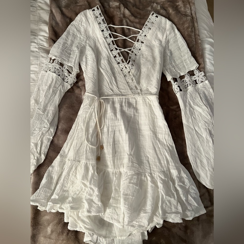Hello Molly White Long Sleeve Flowy Dress